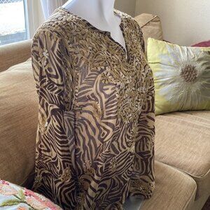 🌈.Indika 100% cotton embroidered lightweight tunic M bohemian yoga casual India